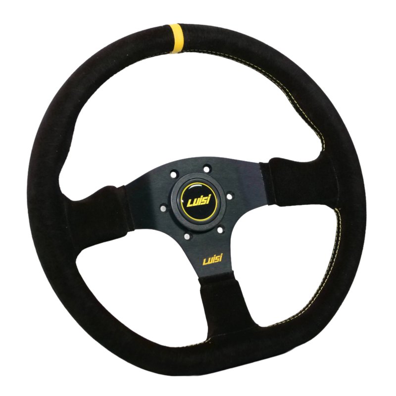 Luisi Stealth Corsa Sportlenkrad Wildleder schwarz / gelb leicht geschüsselt & TÜV Prüfbericht